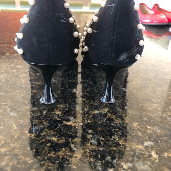 Zara black suede heel with pearl adornment - Picture 4 of 6